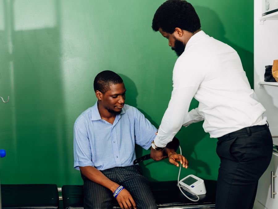 Patient having a health check in a Lagos clinic